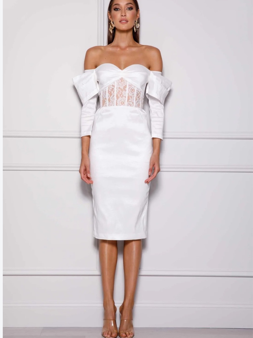 Elle Zeitoune Olivia Off the Shoulder Lace Corset Dress – Size S